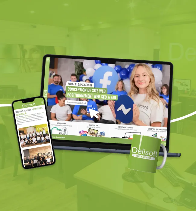 Collage de designs de sites web sur mesure réalisés par Delisoft